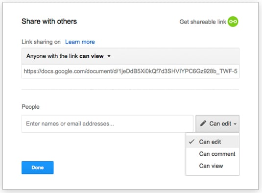 Figure 1: Choose the level of permissions to give.