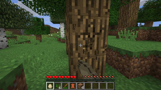 เก็บเกี่ยวต้นไม้สำหรับคืนแรกใน Minecraft