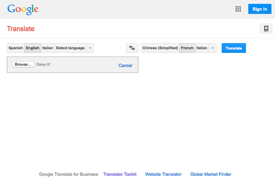 how to translate a document with google