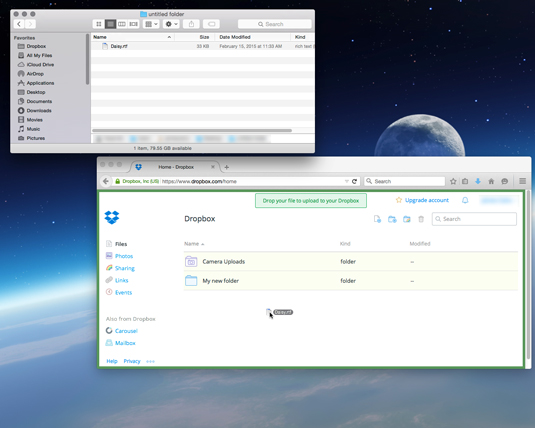 Figure 1: Drag and drop files into Dropbox.