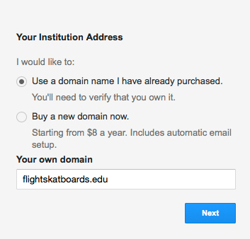 Figure 1: Setting up your domain.