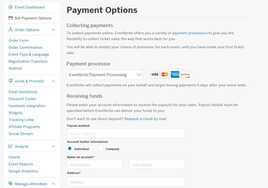 Select your payment options.