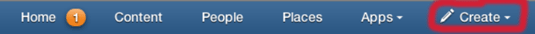 To create a document in Jive, click the Create tab at the top of the screen.