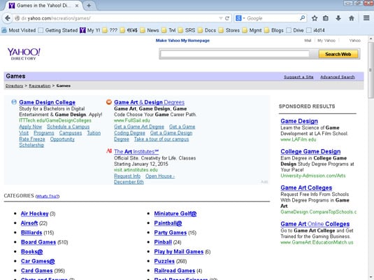 Yahoo Directories.