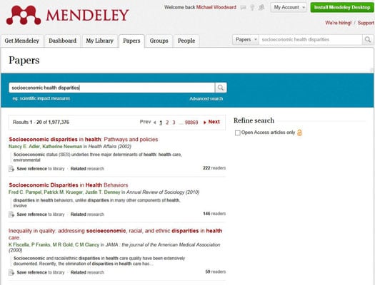 Do research without leaving Mendeley.