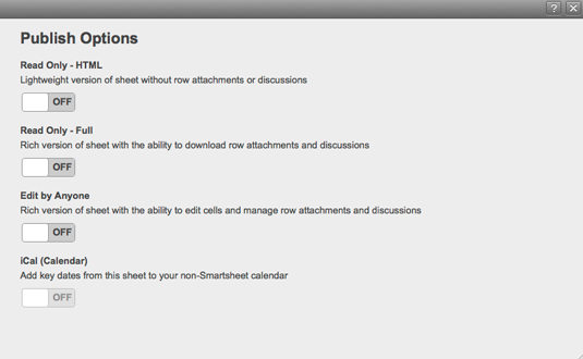 Figure 1: Publishing your Smartsheet.