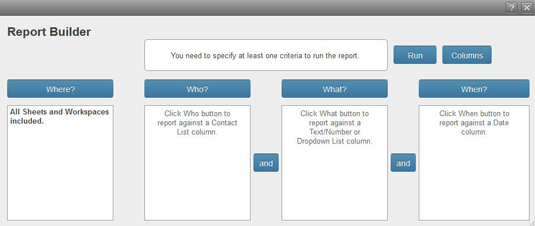 Figure 1: The Report Builder dialogue box.