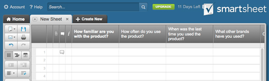 Figure 1: Set up your sheet as a questionnaire first.