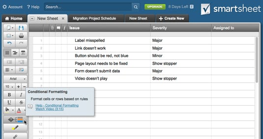 Figure 1: An example project issues list.