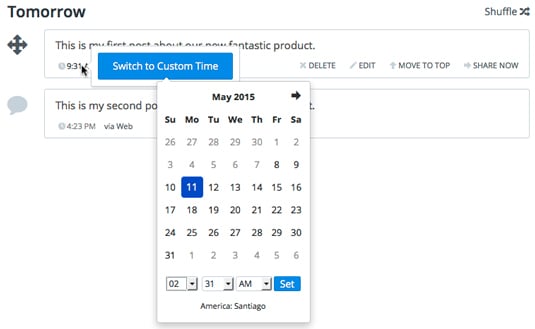 Figure 1: Click Switch to Custom Time to bring up the date and time selector.