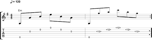 Natural harmonics at the 12th fret 2.