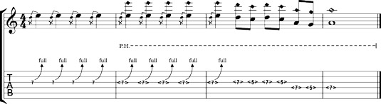 Playing pinch harmonics.