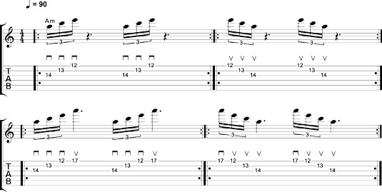 Sweep arpeggios in A minor.