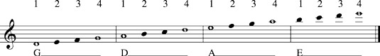 Notes you play in fourth position.