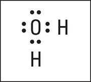 Electron-dot formula of H<sub>2</sub>O.