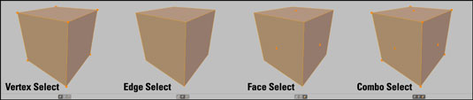 Vertex Select, Edge Select, Face Select, and Combo Select modes.