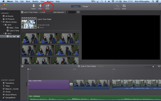 Open your trailer within iMovie. Click Share in the top toolbar.