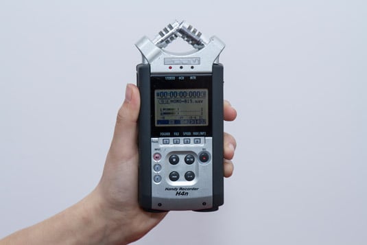 The Zoom H4N portable sound recorder.