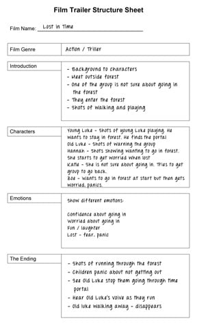 A structure sheet can help you plan your trailer.