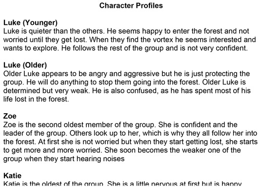 Writing profiles can help you create interesting characters.