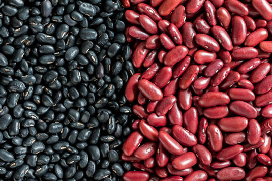 Red beans, kidney beans, and black beans