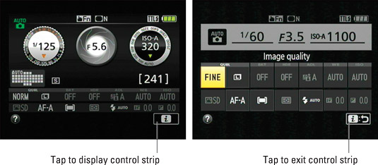 Press the <b><i>i</i></b> 000button or tap the <b><i>i</i></b> icon (left) to activate the control 
