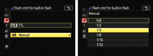 Using this option, you can control the flash output manually.