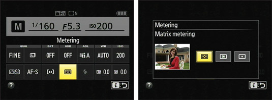 Change the Metering mode setting via the control strip.