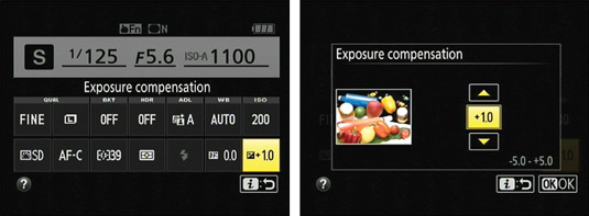 One way to adjust Exposure Compensation is via the control strip.