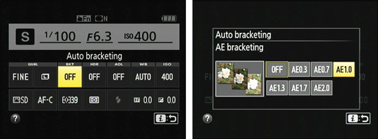 Set the bracketing amount from the control strip.