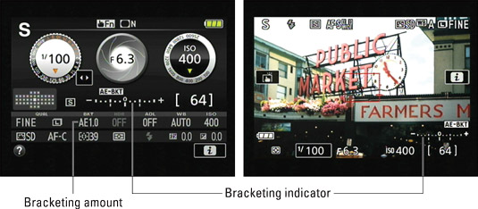 The bars under the meter tell you which frame of the bracketed series you're about to shoot.