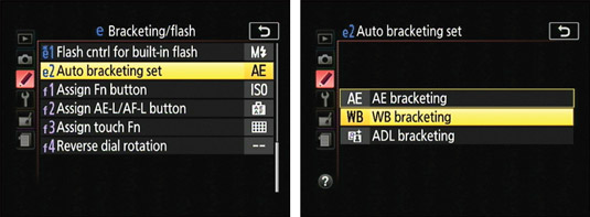 Tell the camera you want to bracket white balance by way of this Custom Setting menu option.