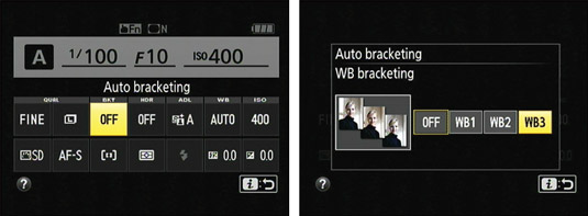 Enable bracketing and set the amount of color shift from the control strip.