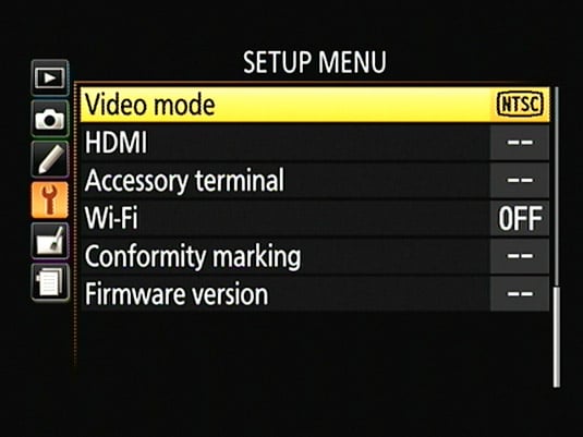 Set the video mode to the standard — NTSC or PAL — that’s used in your country.