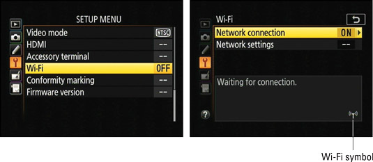 Enable Wi‐Fi via the Setup menu.