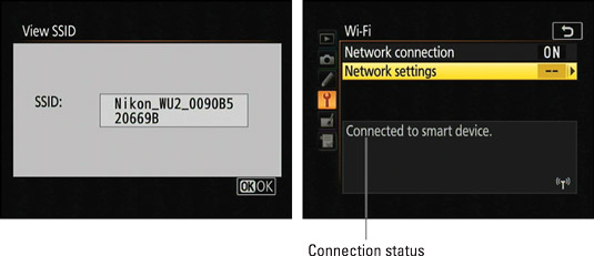 Choose the camera’s SSID (left) from the list of available networks on your smart device; the