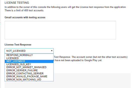 Your License Test Response options
