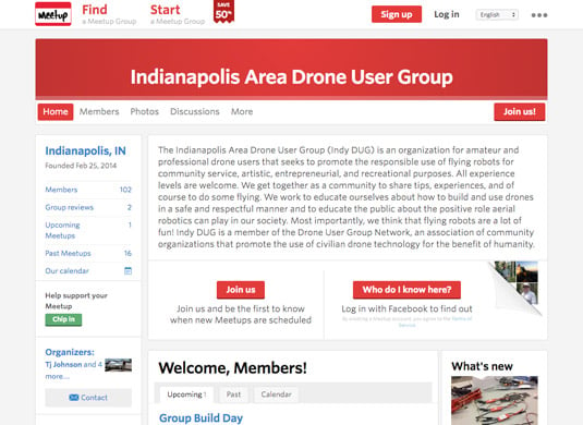 Indianapolis drone flyers Meetup. [Credit: Courtesy of Tucker Krajewski]