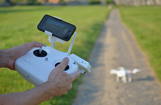 The DJI Phantom 2 remote control uses RF. [Credit: Source: Vicki Burton/Creative Commons]