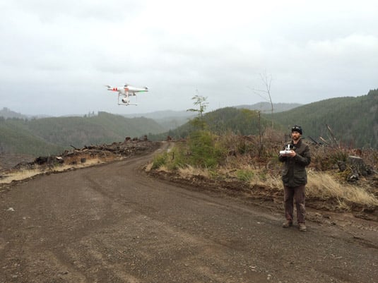 Use your body as a reference for how high to hover your drone to verify stability. [Credit: Source: