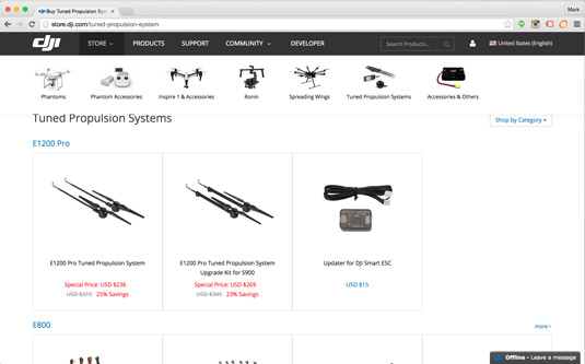 Shop for replacement Phantom drone propellers at dji.com.