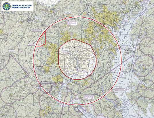 The Flight Restricted zone over Washington, D.C. [Credit: Source: faasafety.gov]