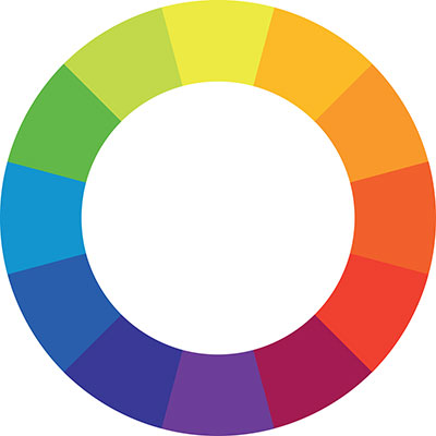 The colors on the color wheel that are close together are in harmony; they fit well together. Color