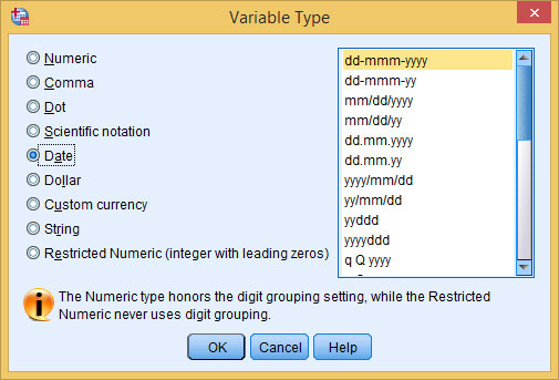 Selecting a date format also selects which items are included.