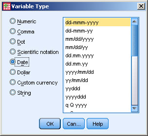 Select the data type and the ­format.