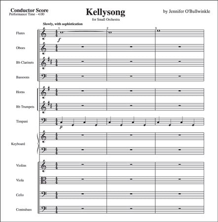 A sheet of score paper, showing which instruments play what. [Credit: <i>Source: Creative Commons</