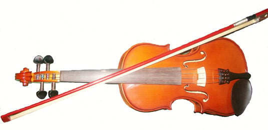 A violin with a bow. [Credit: <i>Source: Creative Commons</i>]