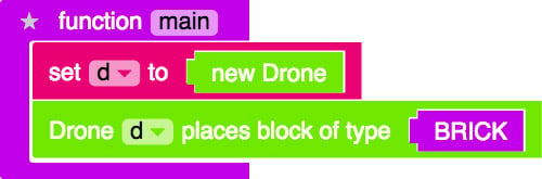 command to place brick block with drone