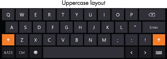 Tap the Shift key on the standard layout.