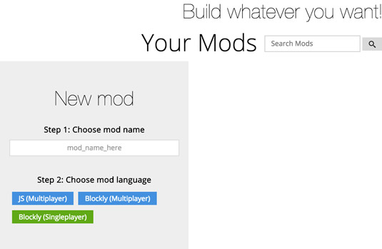 Choose a Name for your Mod.